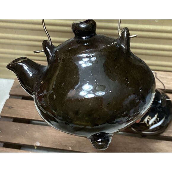 Vintage Black Teapot Kettle w/ Rooster Salt & Pepper Shakers Made in Japan - Picture 9 of 14